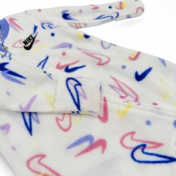 Nike Fleece Footed Sleeper Baby Unisex Multi Swoosh All Over Pastel Zip Up 0-3Mβ - Picture 3 of 7